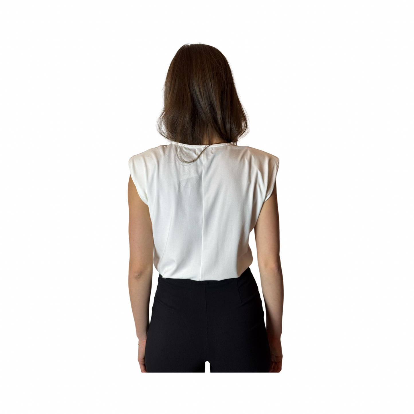 ESTHER White Viscose Jersey T-shirt With Shoulder Padding