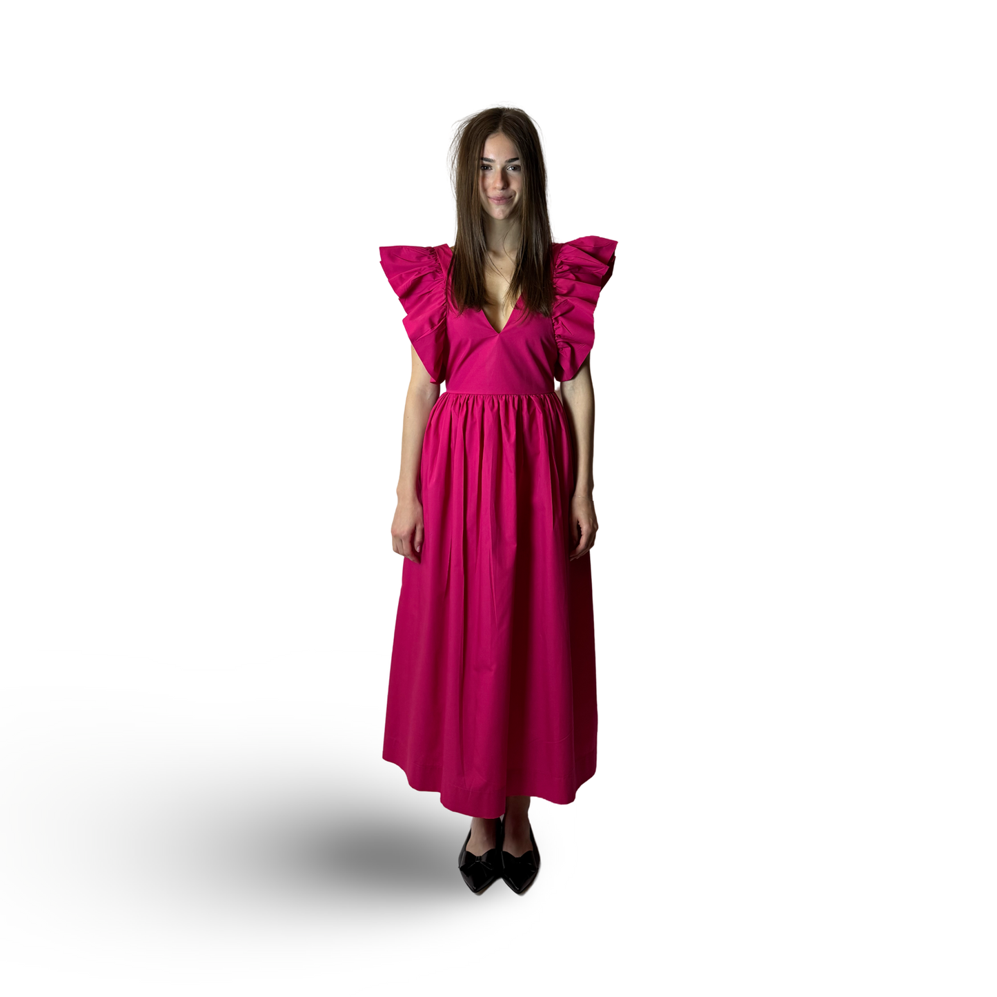 Midi Length Cotton Dress LOUISE Pink