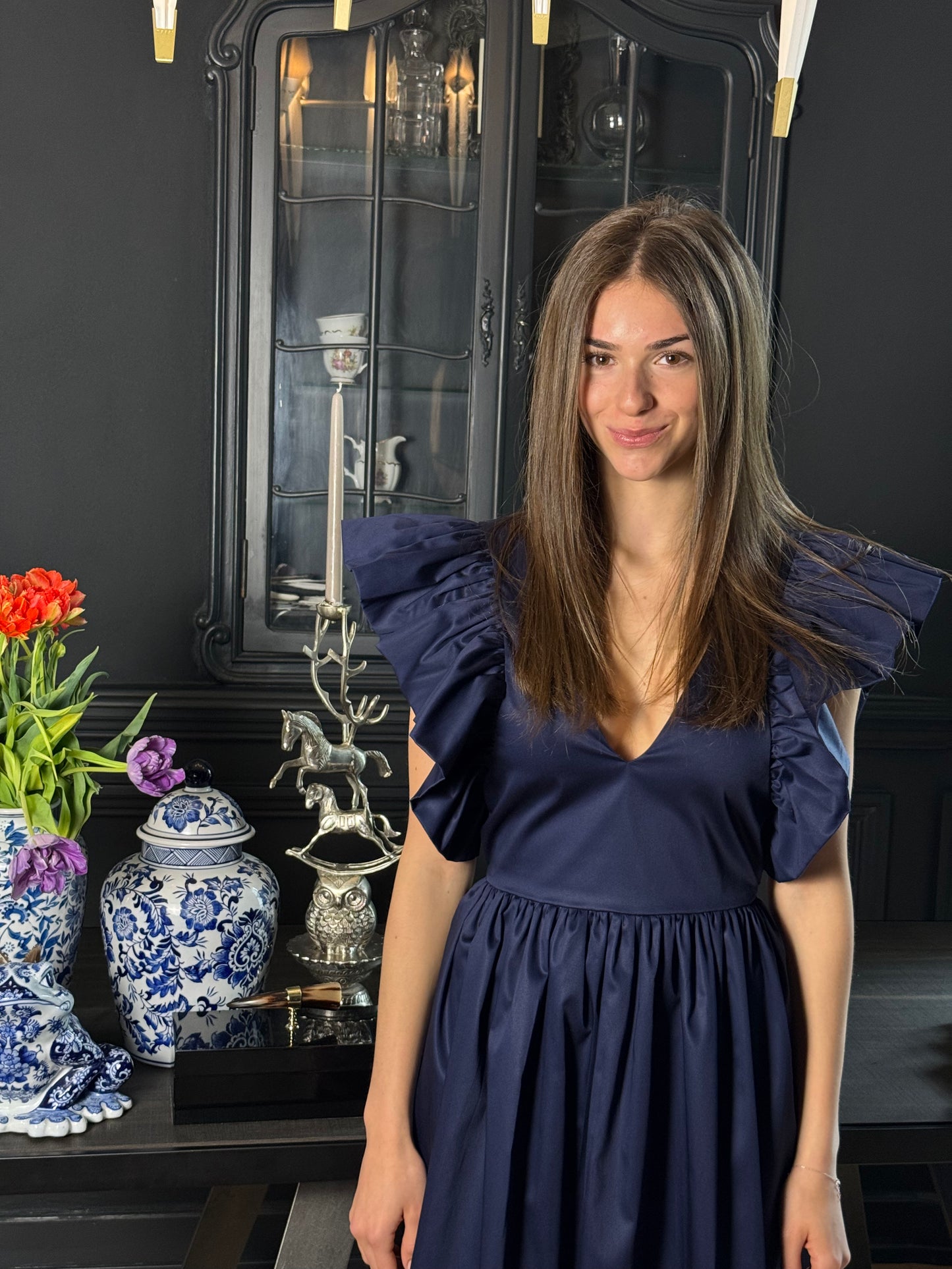 Short Cotton Dress LOUISE Navy