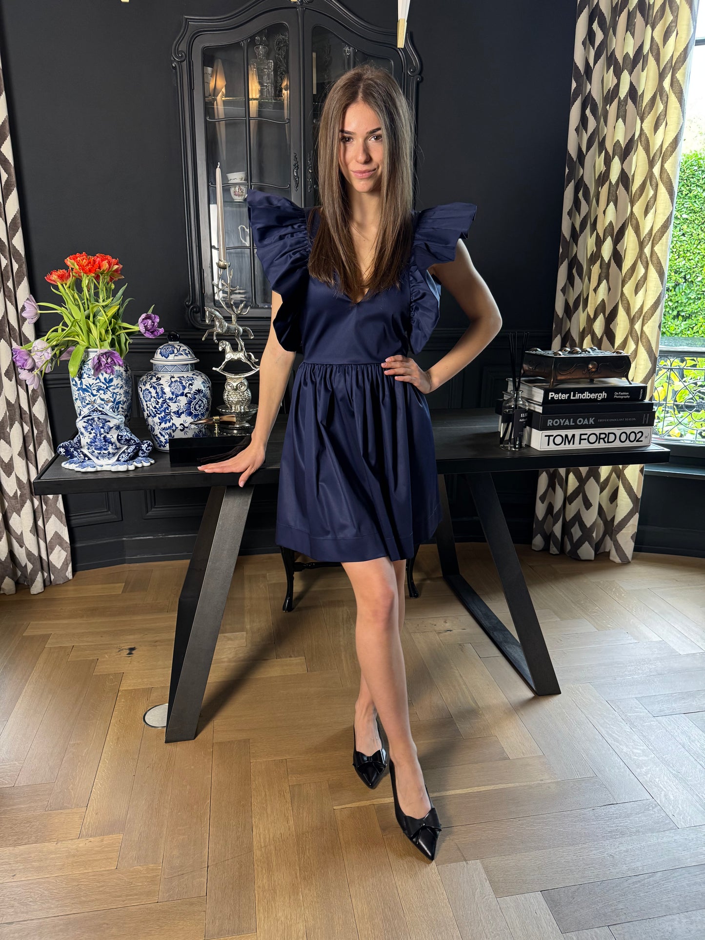 Short Cotton Dress LOUISE Navy