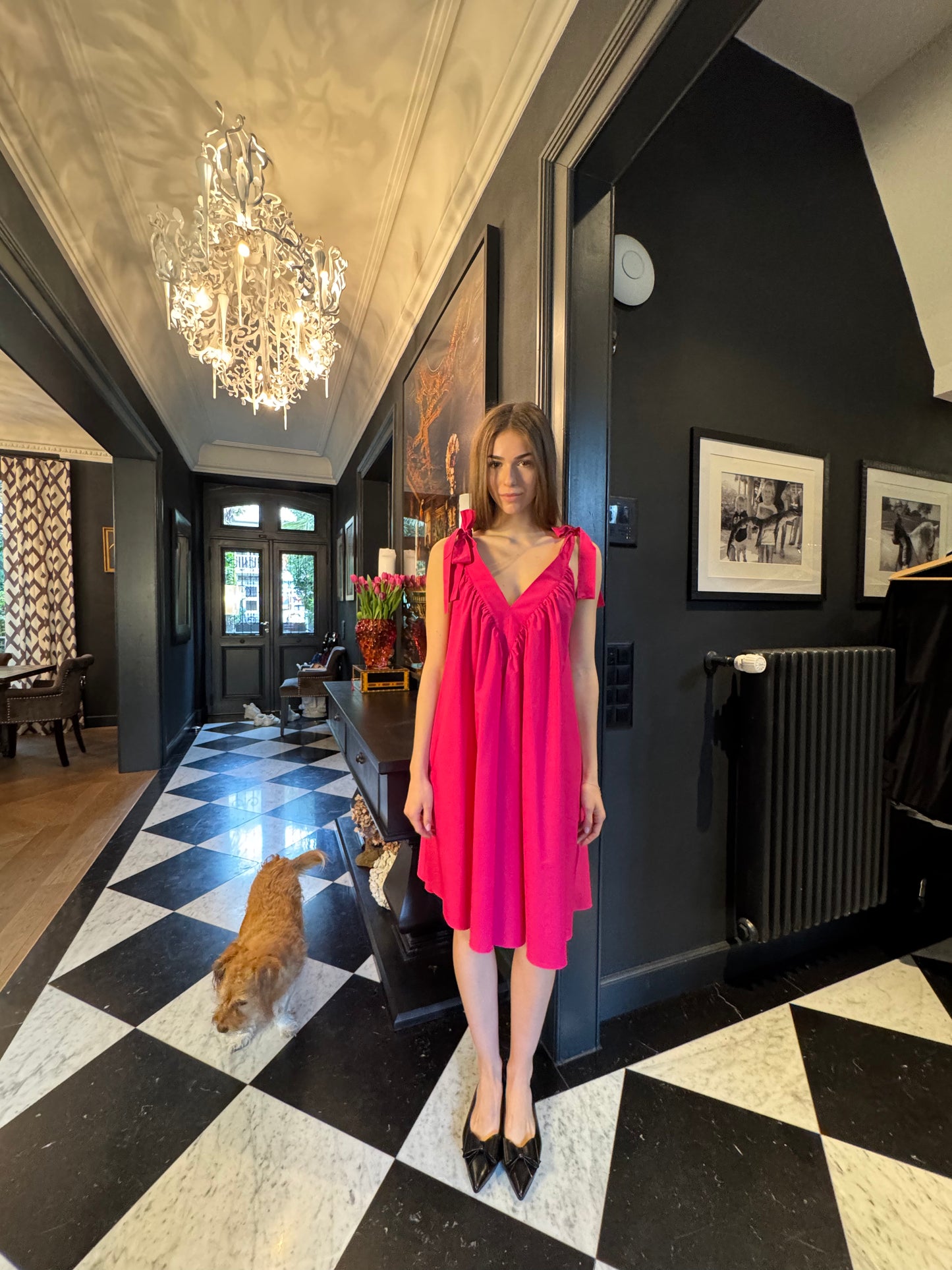 Short Cotton Dress THERESA Pink