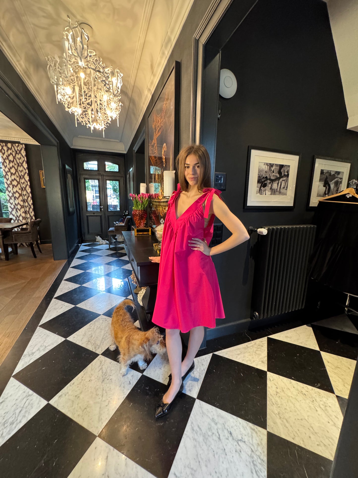 Short Cotton Dress THERESA Pink