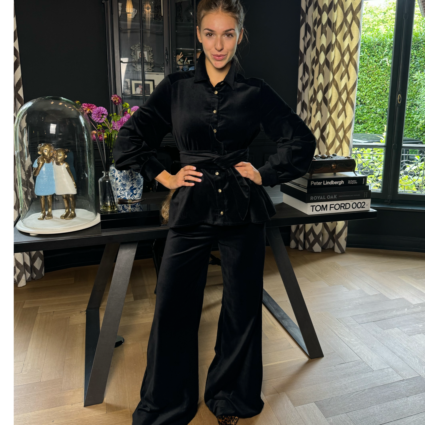 Velvet trousers FRANCOISE regular length