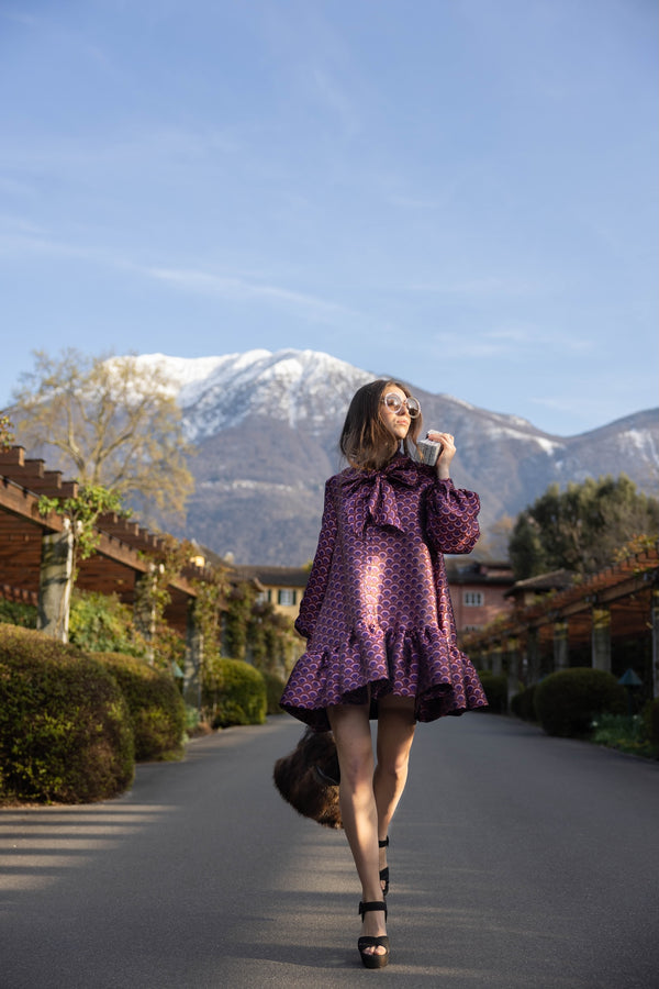 Dress BEATA in Pink Jacquard