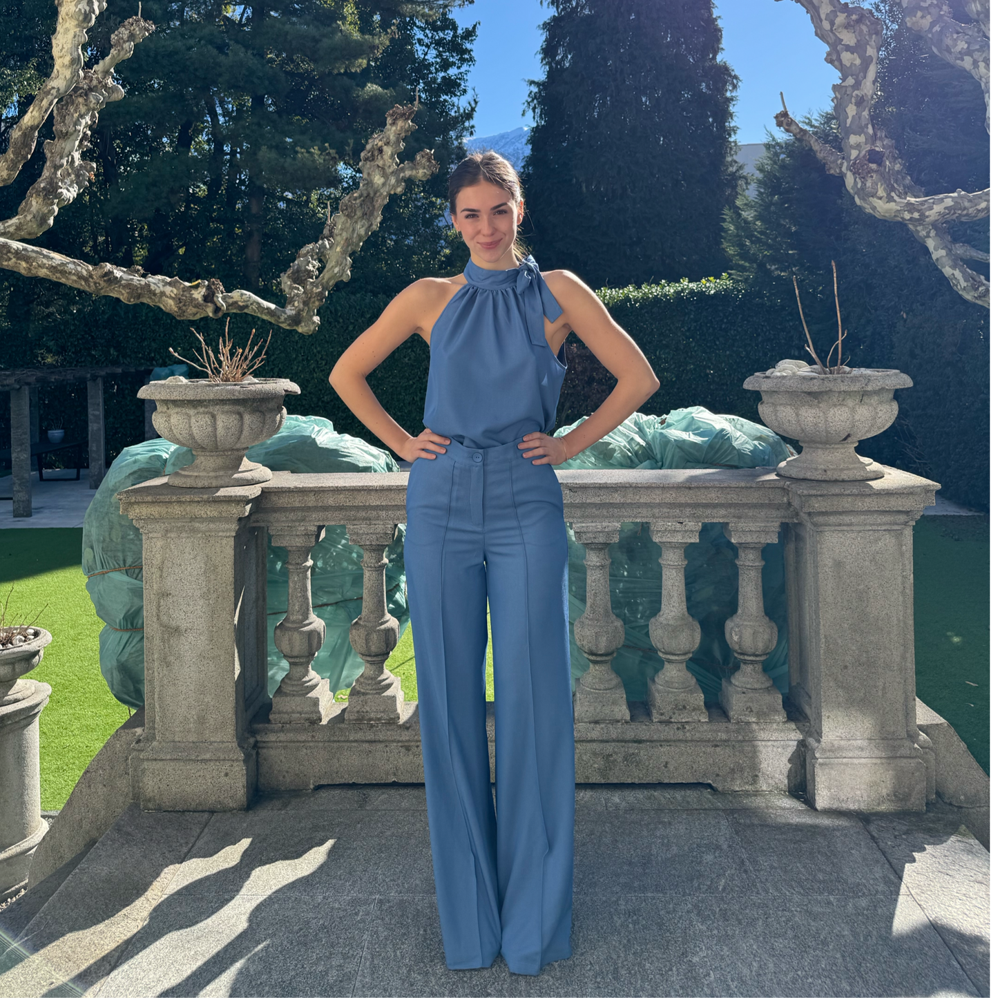 FRANCOISE Royal Blue Regular Length  viscose pants