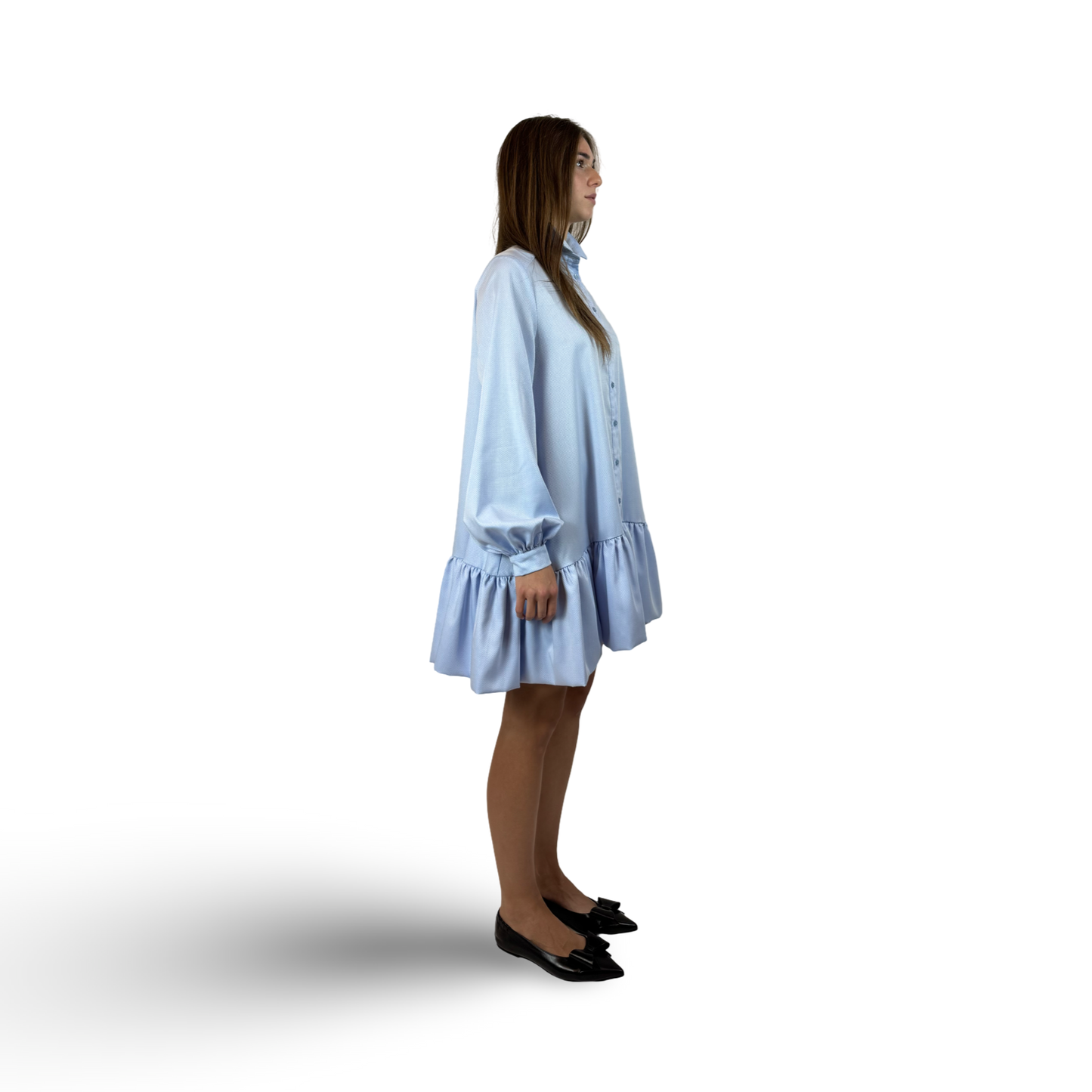 BEATA Oxfort cotton B.Blue short dress