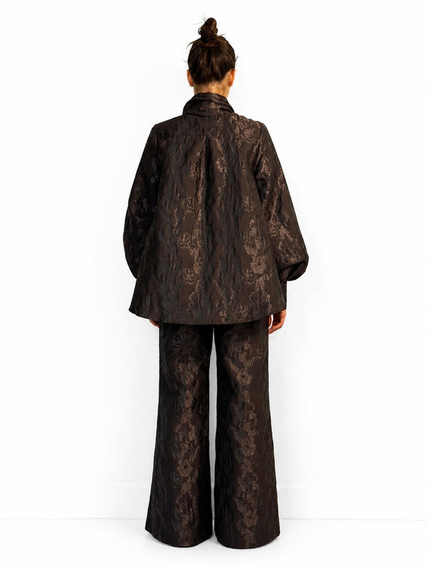 Blouse CARO II in Brown Jacquard