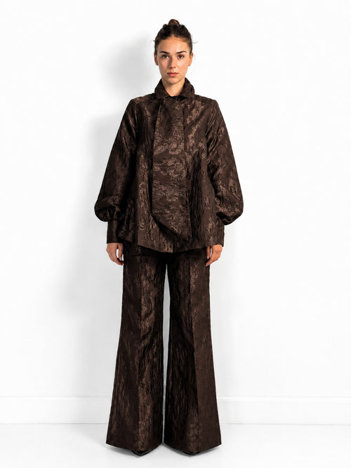 Blouse CARO II in Brown Jacquard