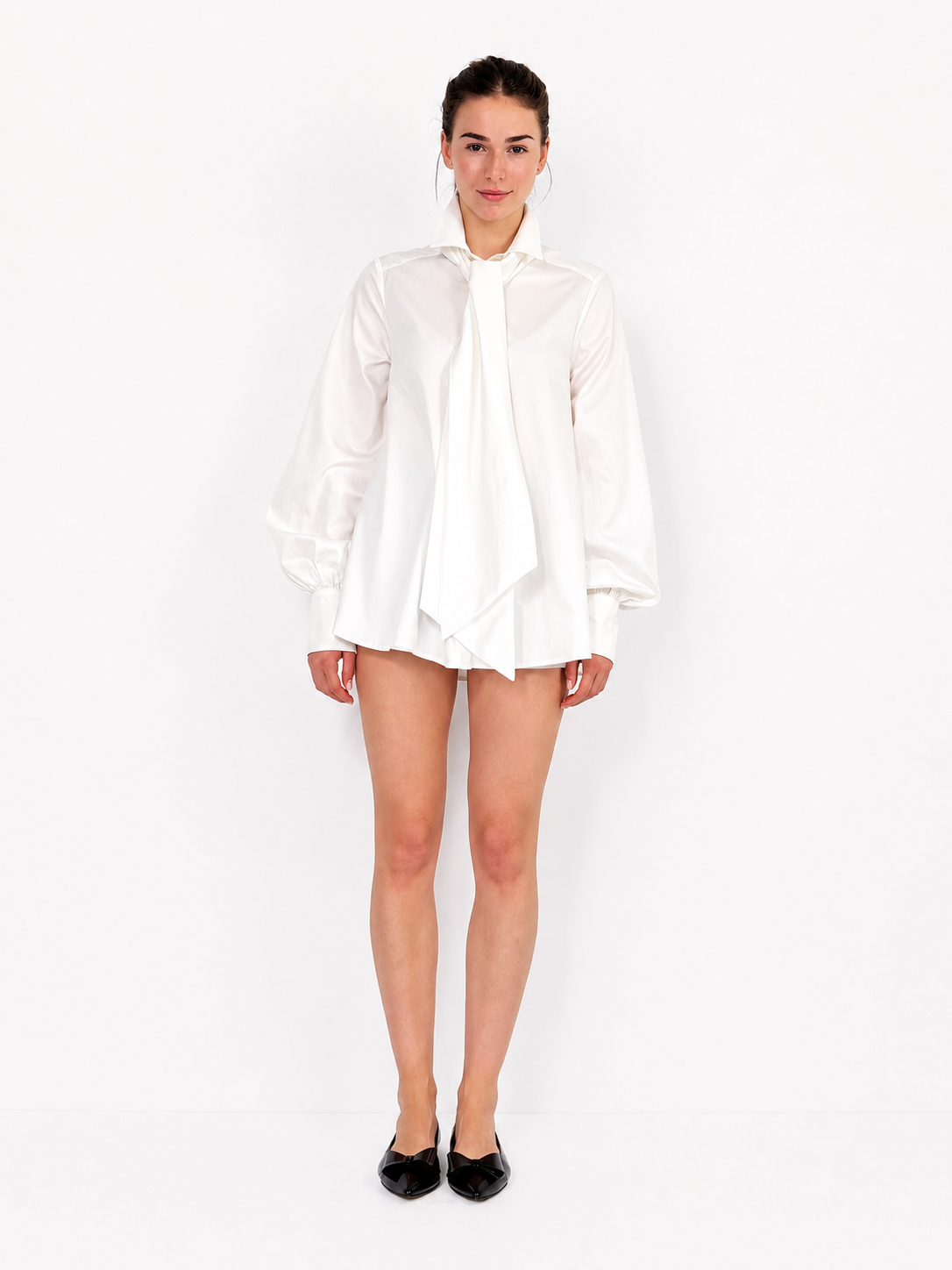 CARO II White cotton blouse with scarf