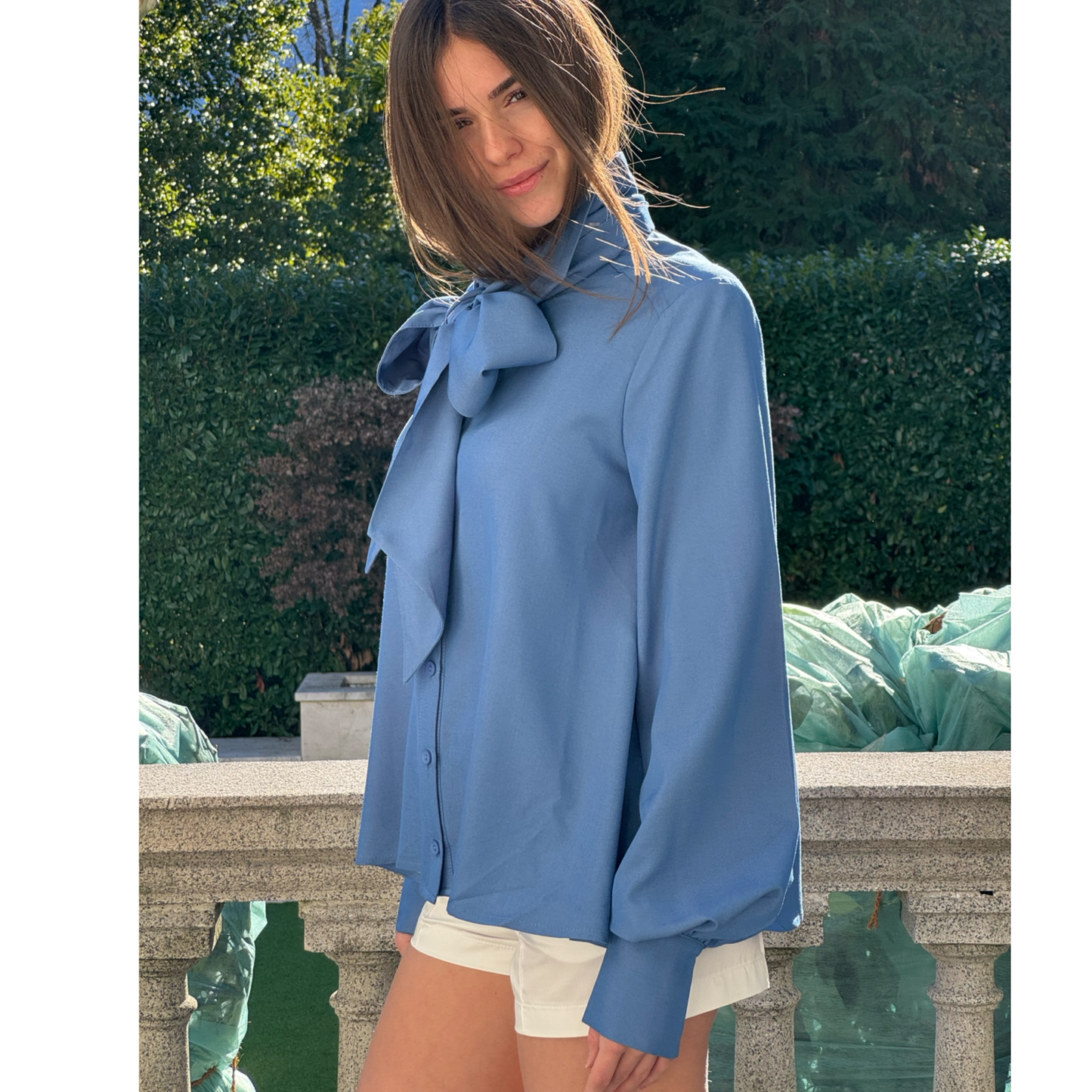 CARO Royal blue Viscose Blouse with tie