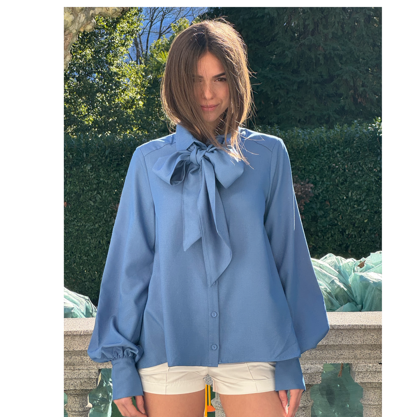 CARO Royal blue Viscose Blouse with tie