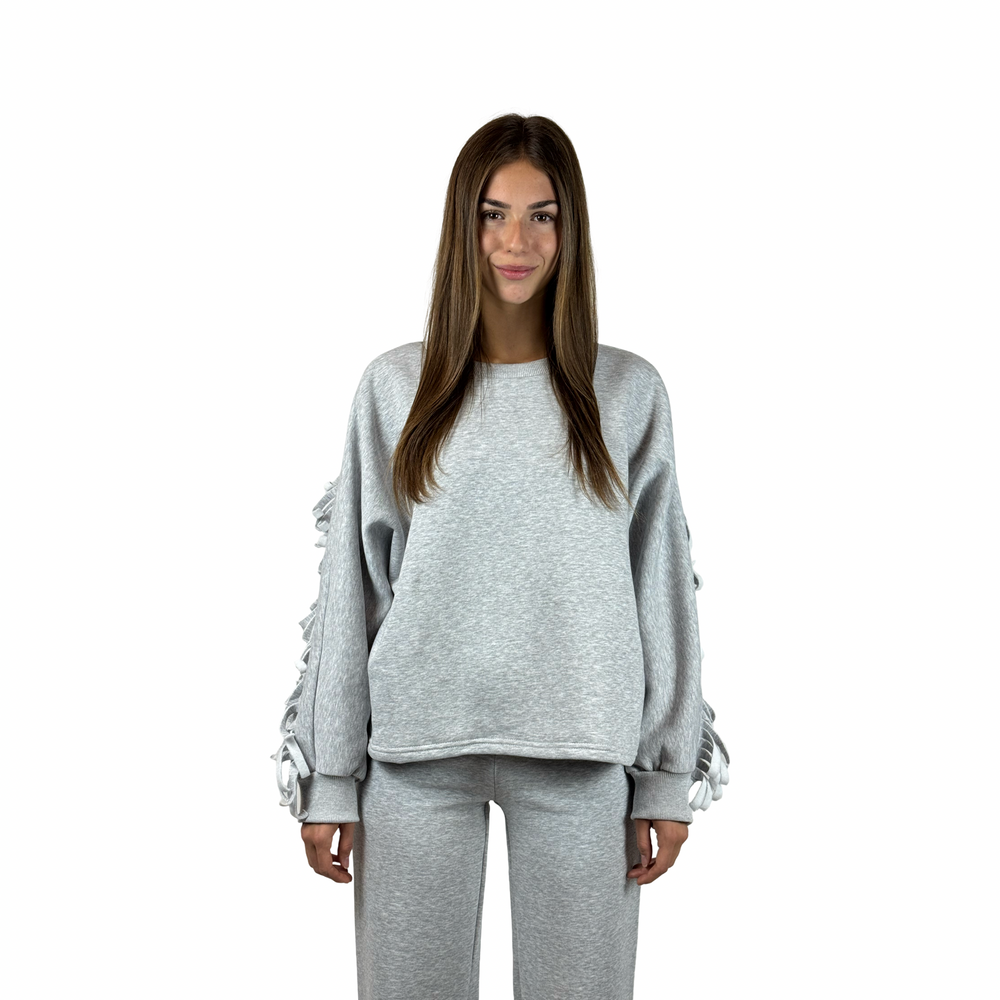Fringe Sweater GIANNA Gray Melange