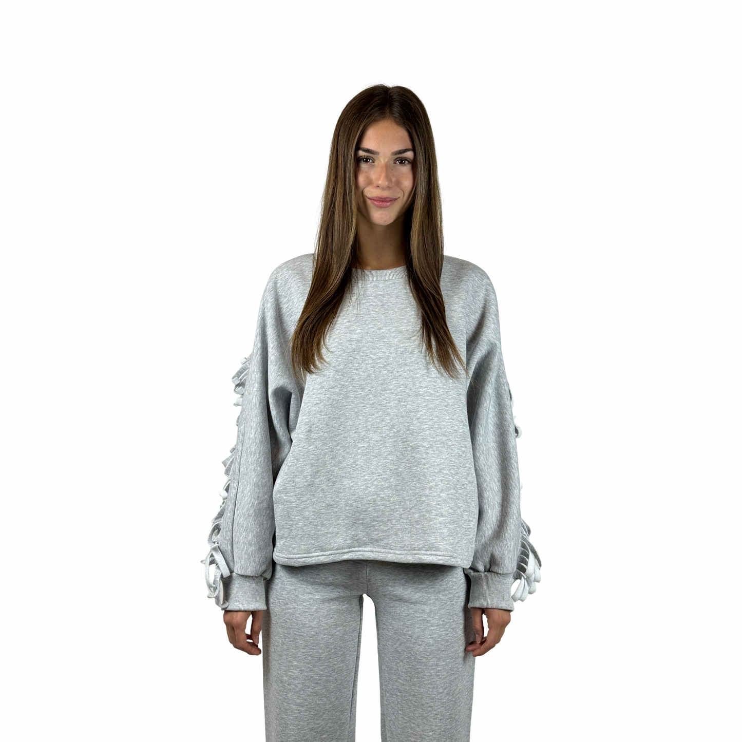 Fringe Sweater GIANNA Gray Melange
