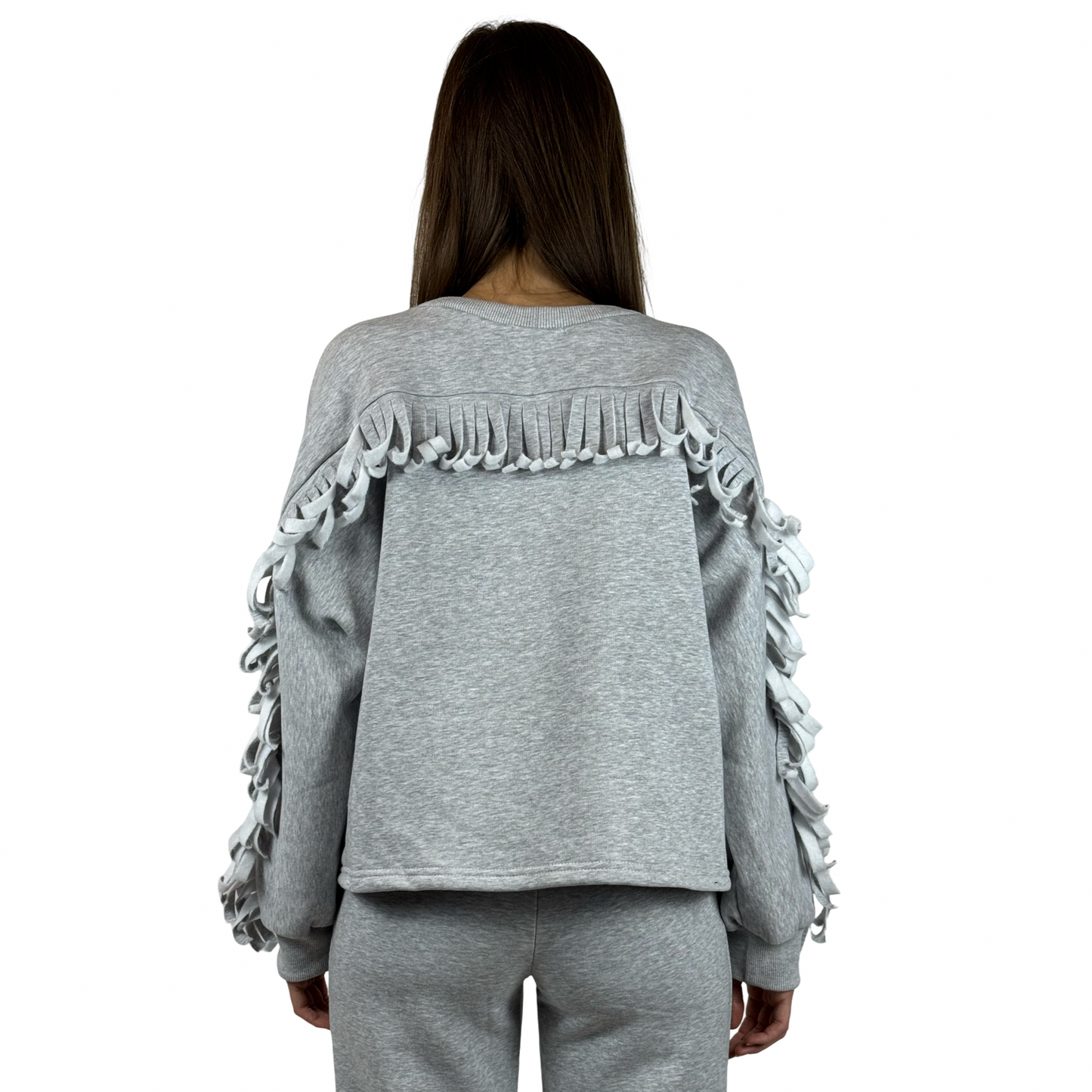 Fringe Sweater GIANNA Gray Melange