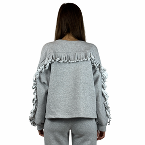 Fringe Sweater GIANNA Gray Melange