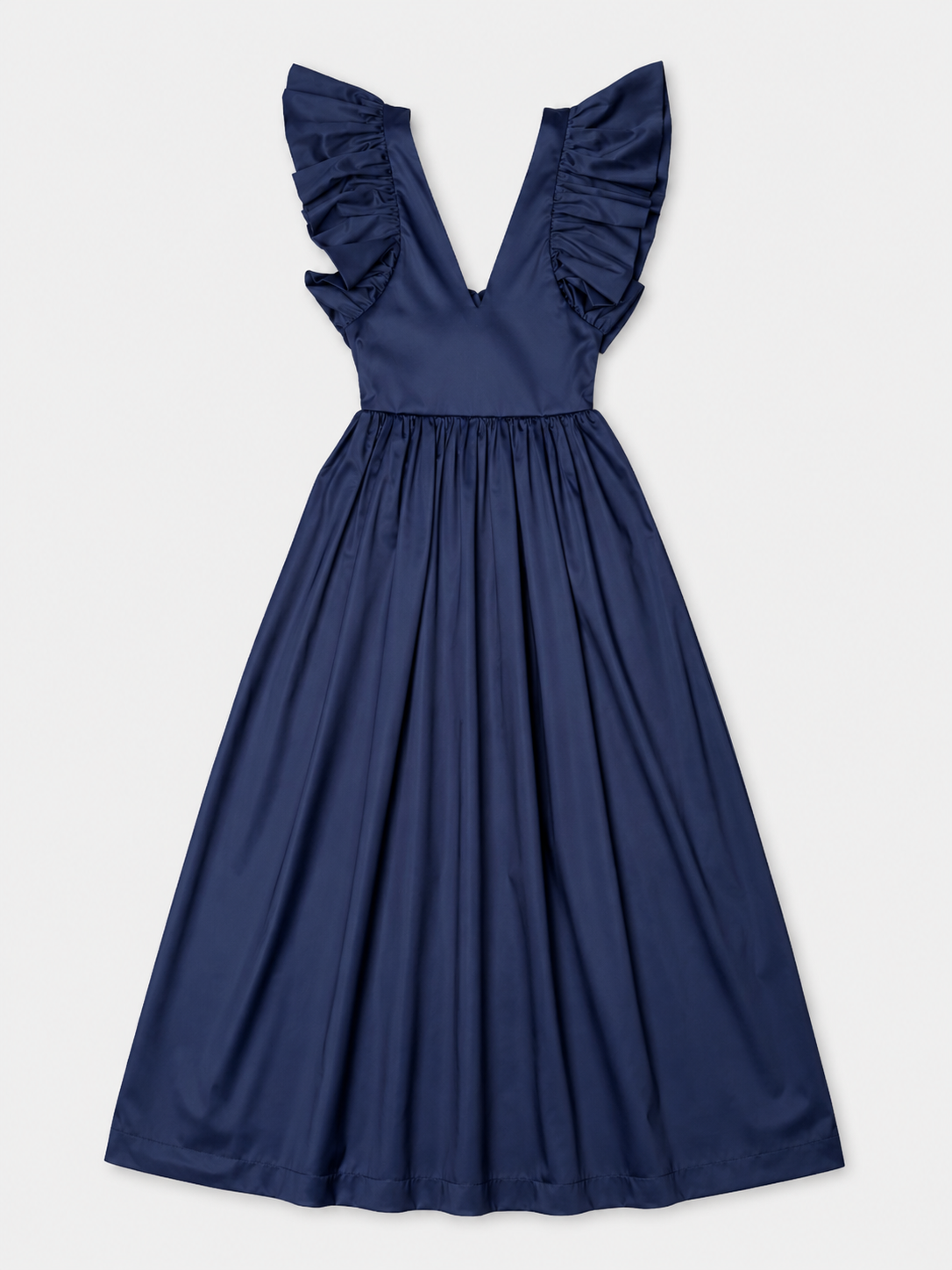 Midi Length Cotton Dress LOUISE Navy