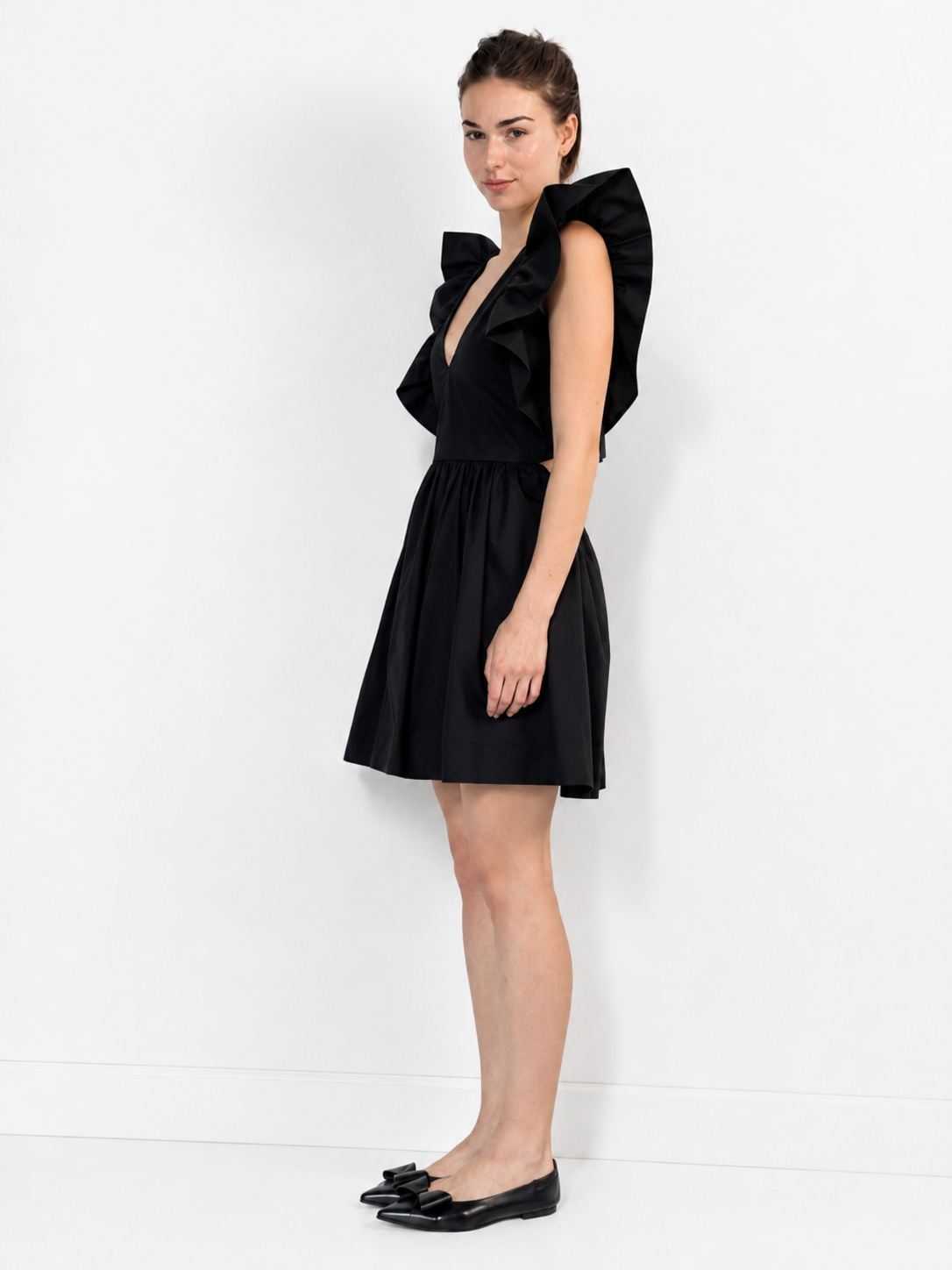 Short Black Cotton Dress LOUISE