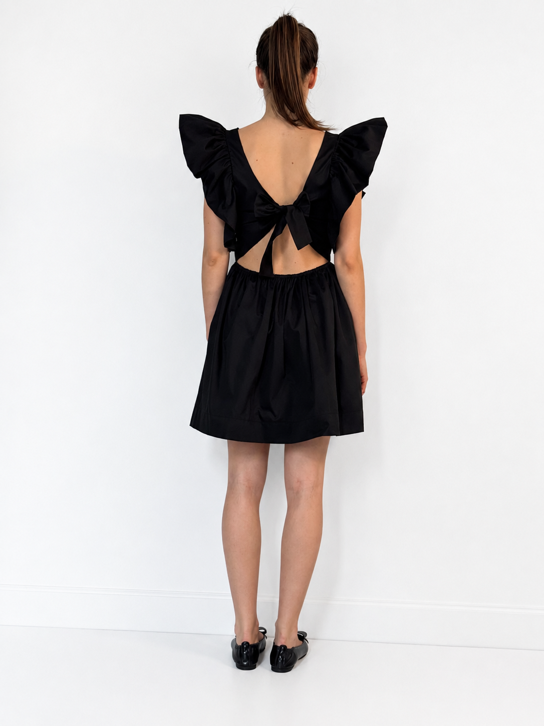 Short Black Cotton Dress LOUISE