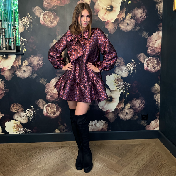 Dress BEATA in Pink Jacquard