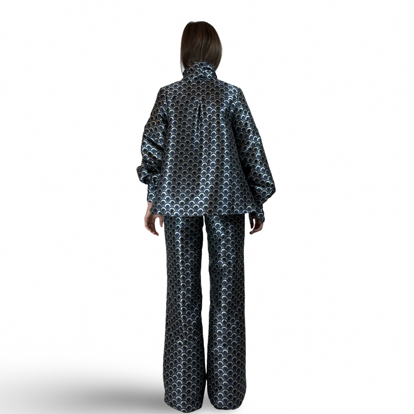 Limited Edition Flared Pants FRANCOISE in Navy print