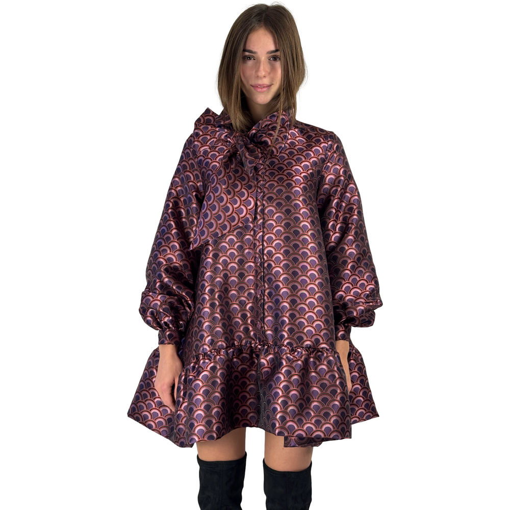 Limited Edition Jacquard BEATA Dress Pink with Tie