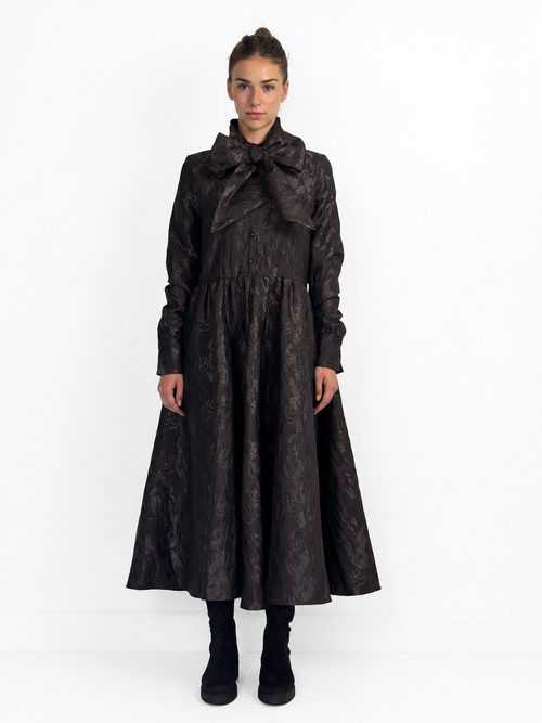 Dress OLA Long in Brown Jacquard