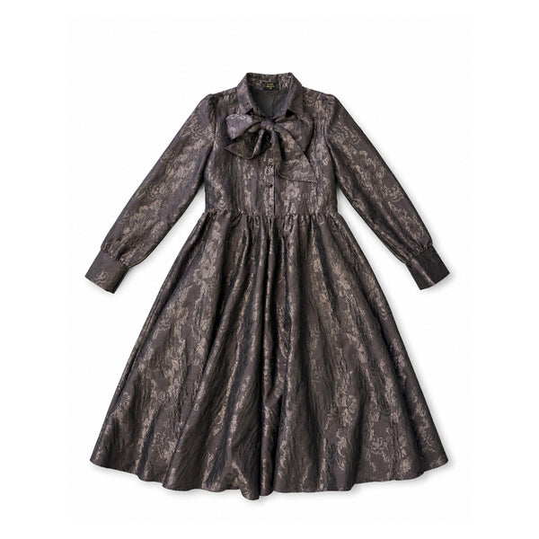 Dress OLA Long in Brown Jacquard