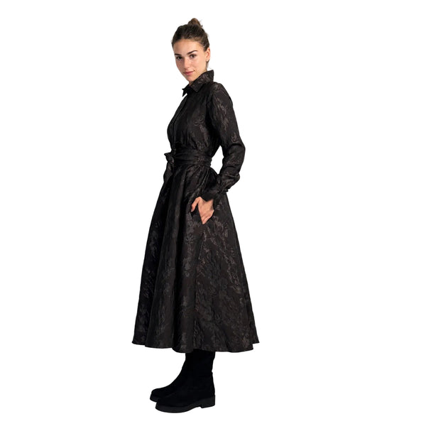 Dress OLA Long in Brown Jacquard