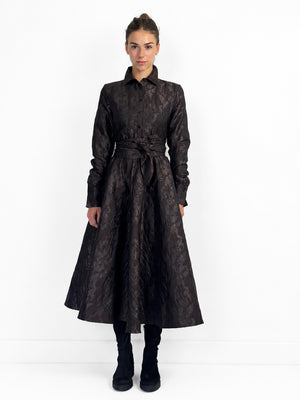 Dress OLA Long in Brown Jacquard