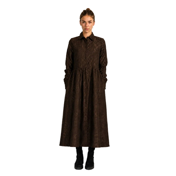 Dress OLA Long in Brown Jacquard