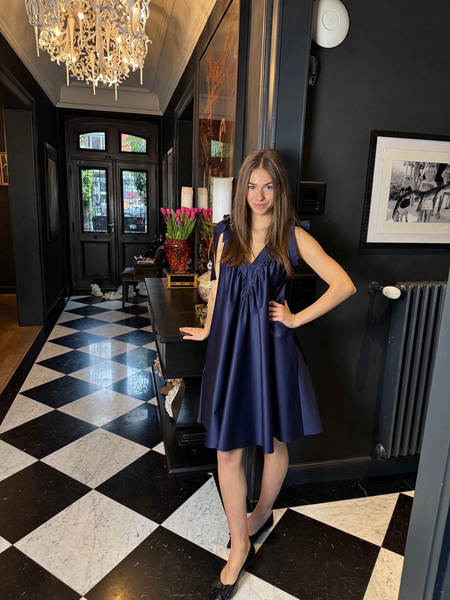 Short Cotton Dress THERESA Navy