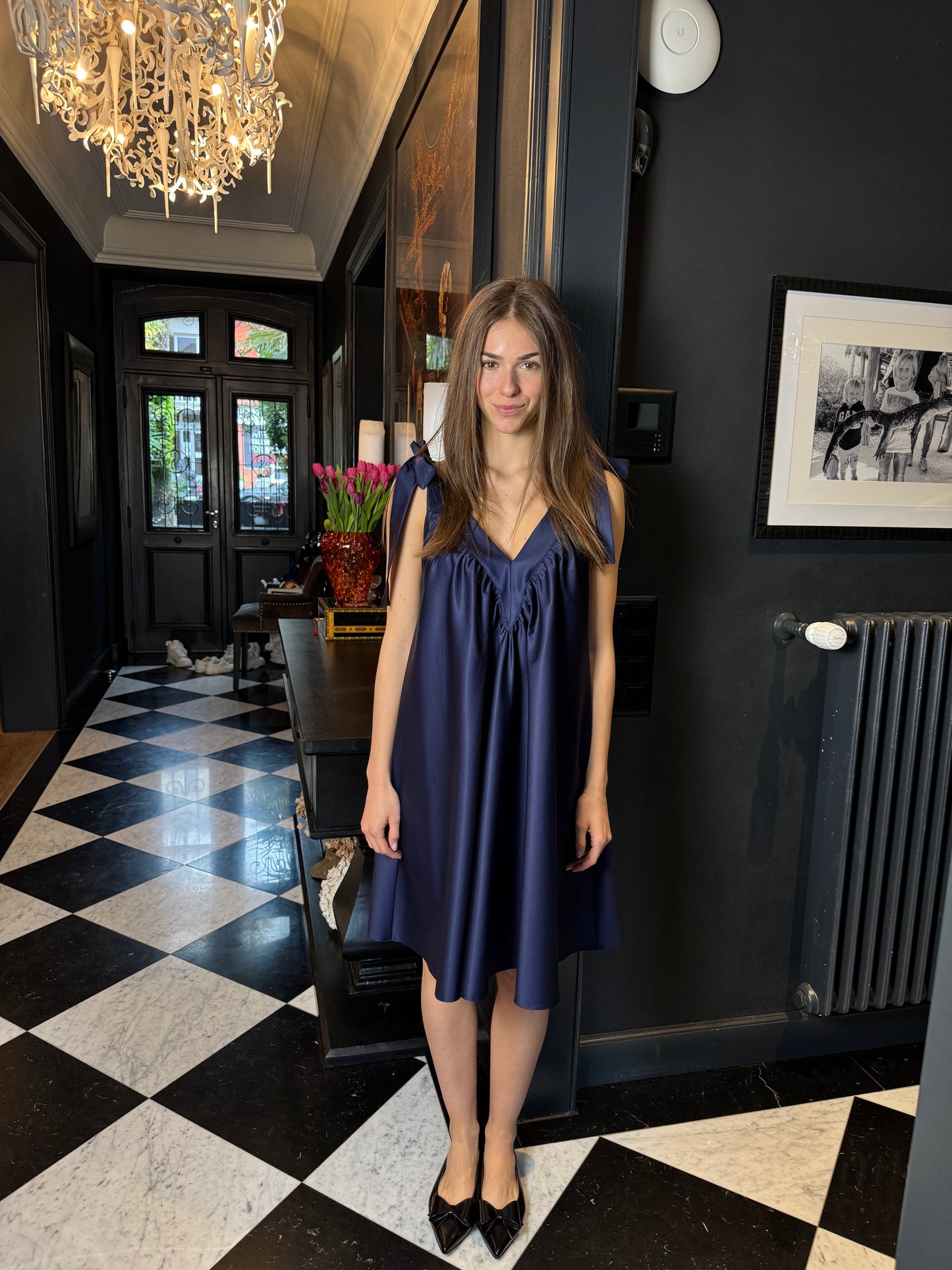 Short Cotton Dress THERESA Navy