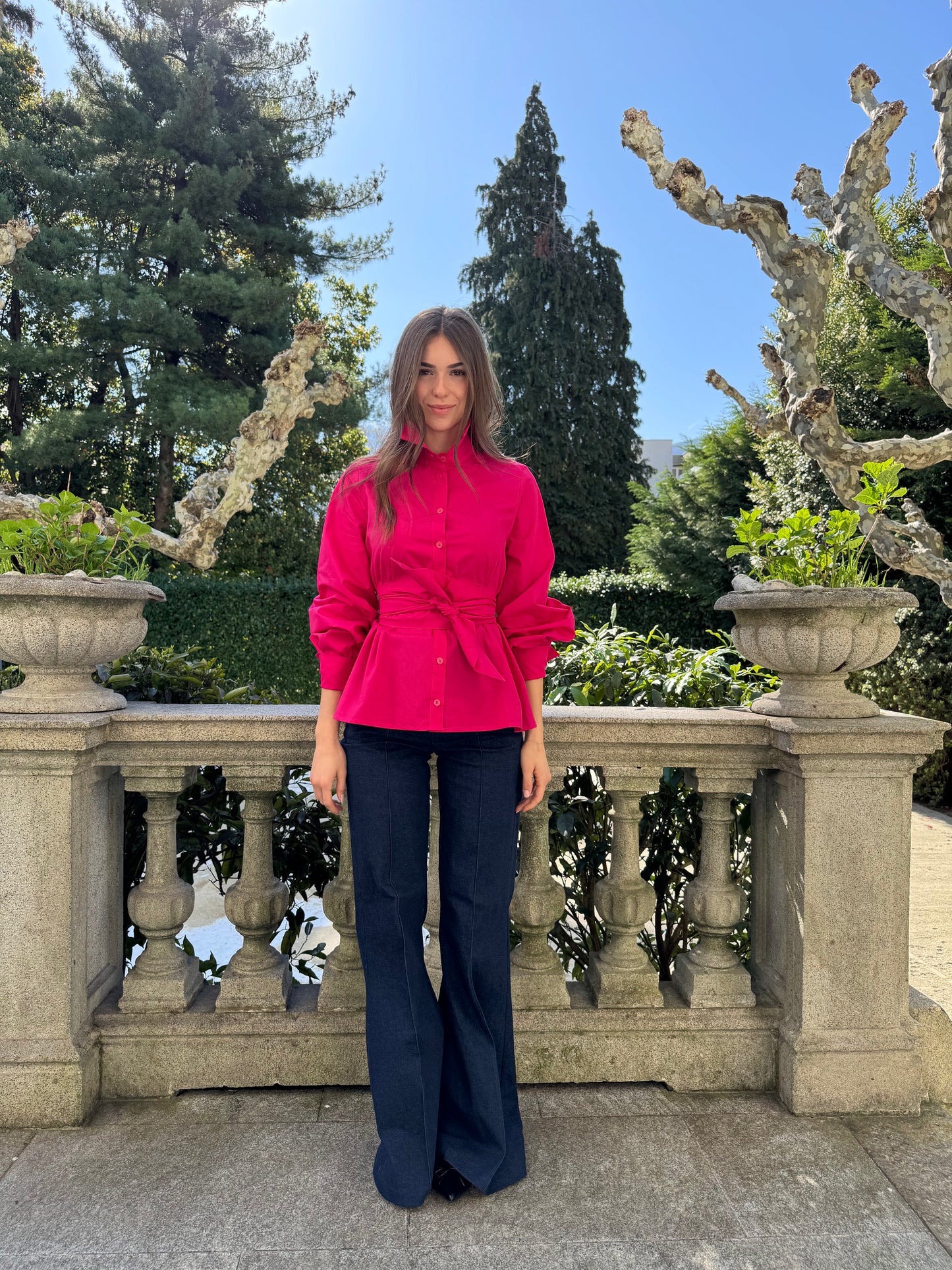 CARO Pink Cotton Blouse with Tie