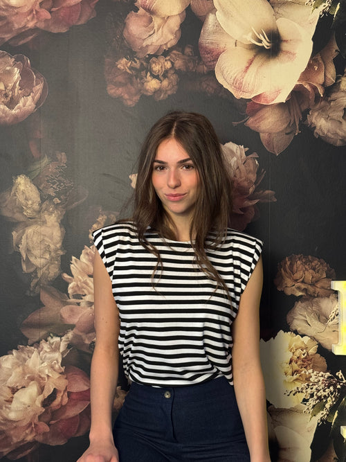 T-Shirt ESTHER Black/White Stripe