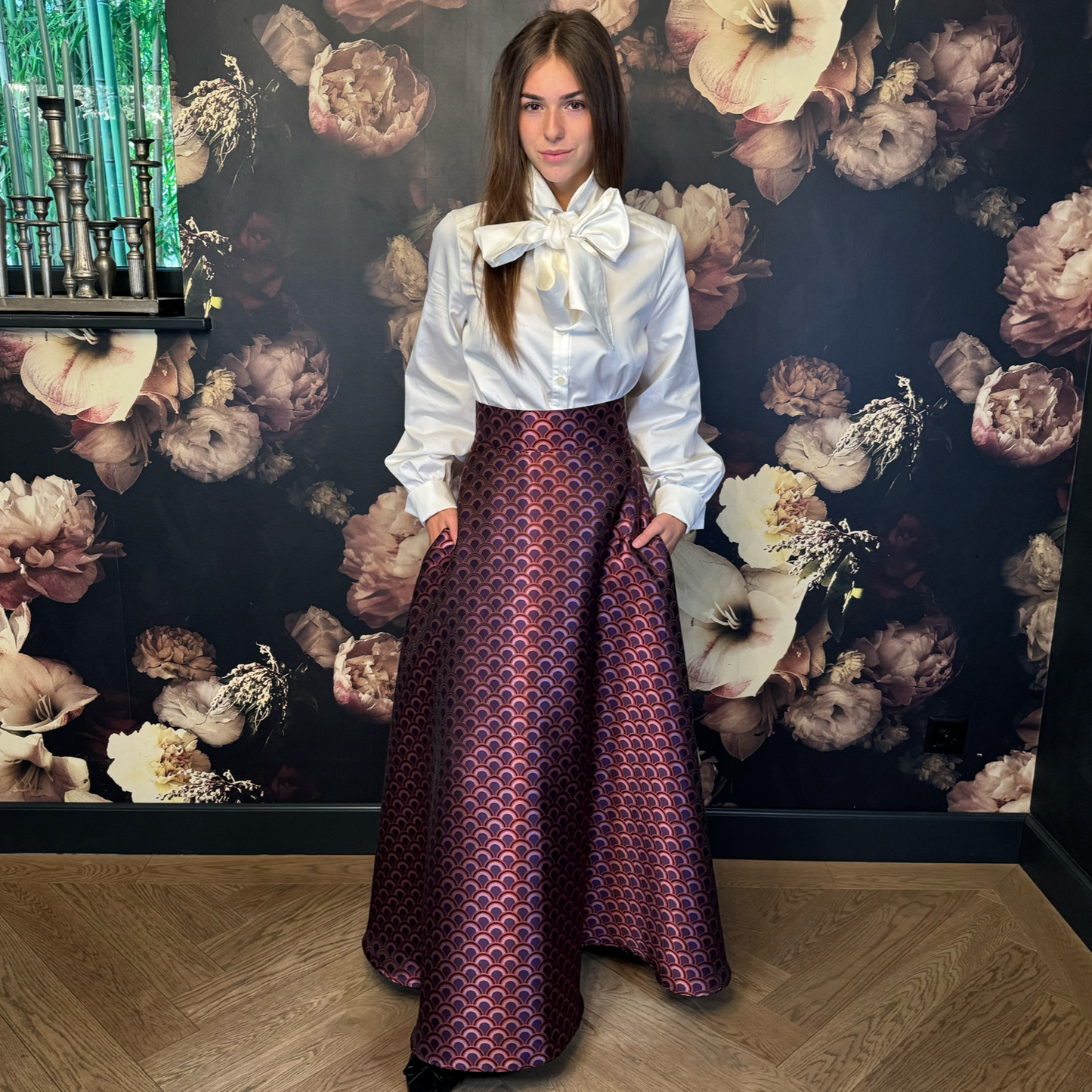 Limited Edition Jacquard Maxi Skirt ANDREA Pink